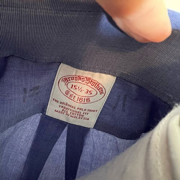 2 Brooks Brothers Original Polo Dress Shirt 15.5 Mens Button Up Blue Preppy Work - Picture 5 of 10